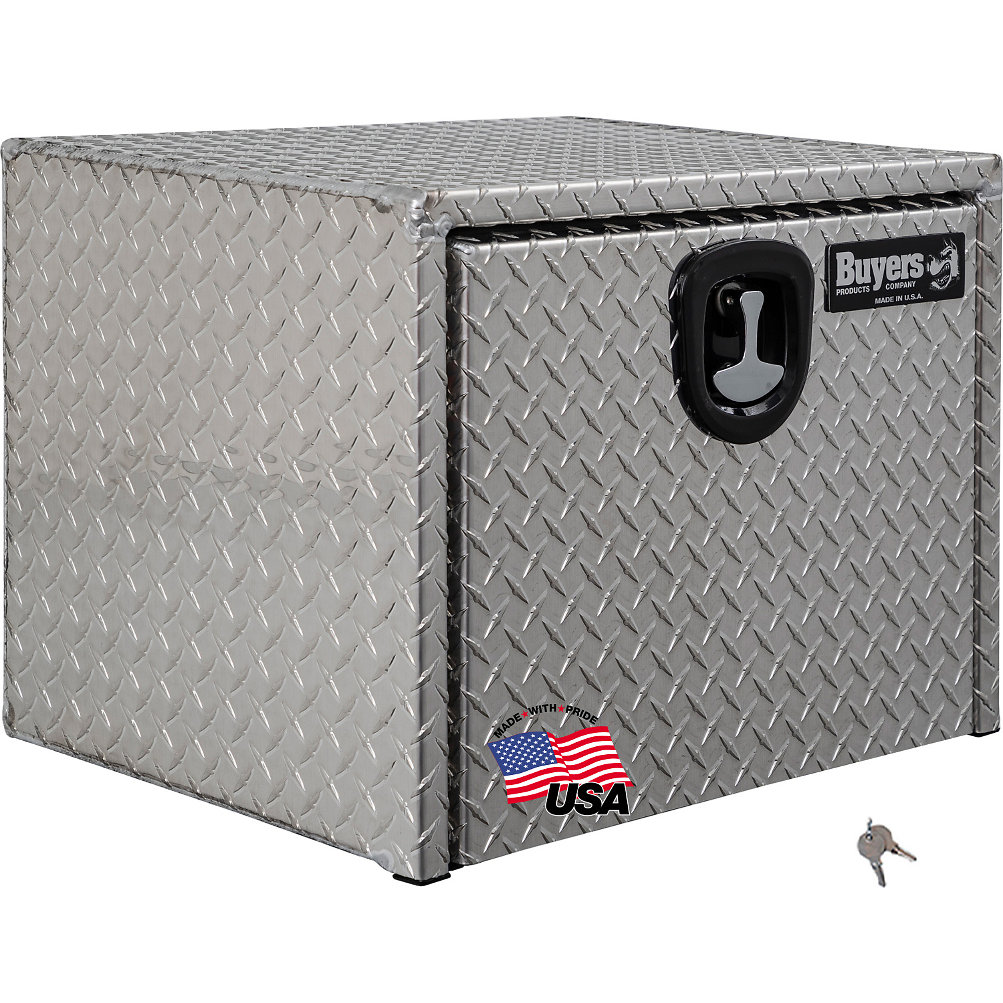 Buyers Products, 24x18x18in. Aluminum Underbody Truck Tool Job Storage Box, Width 24 in, Material Aluminum, Color Finish Diamond Plate Silver, Model# 1735100